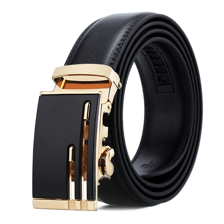 Dandali Casual Men Automatic Buckle Belt Business Soft Leather Pants Band, 110cm, 115cm