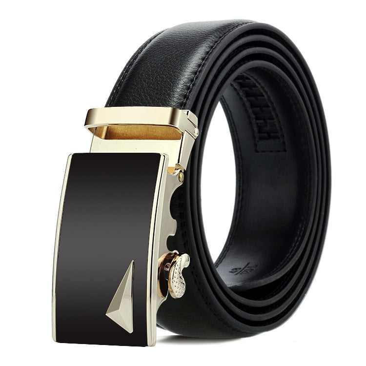 Dandali Casual Men Automatic Buckle Belt Business Soft Leather Pants Band, 110cm, 115cm