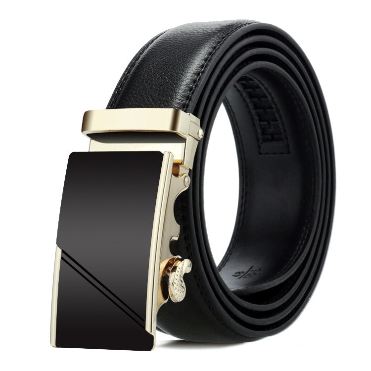 Dandali Casual Men Automatic Buckle Belt Business Soft Leather Pants Band, 110cm, 115cm