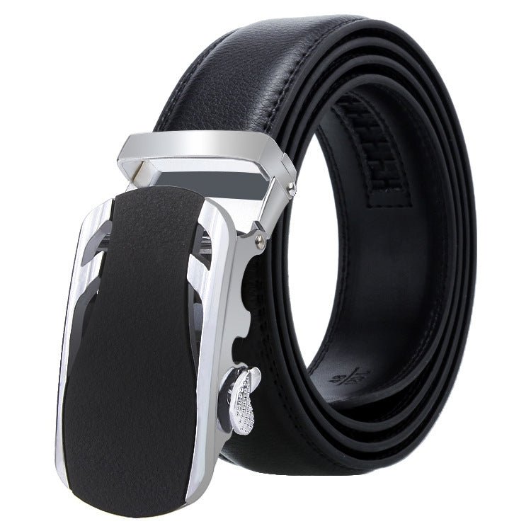 Dandali Casual Men Automatic Buckle Belt Business Soft Leather Pants Band, 120cm, 125cm