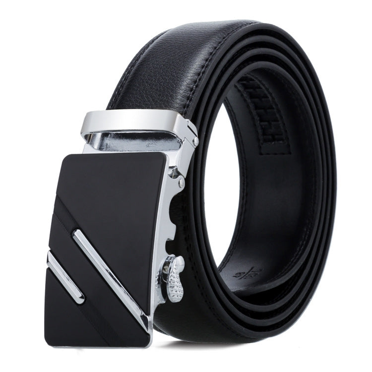 Dandali Casual Men Automatic Buckle Belt Business Soft Leather Pants Band, 120cm, 125cm