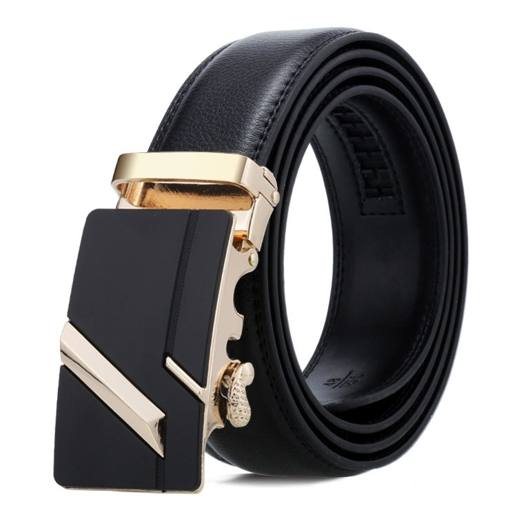 Dandali Casual Men Automatic Buckle Belt Business Soft Leather Pants Band, 120cm, 125cm