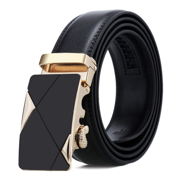 Dandali Casual Men Automatic Buckle Belt Business Soft Leather Pants Band, 120cm, 125cm
