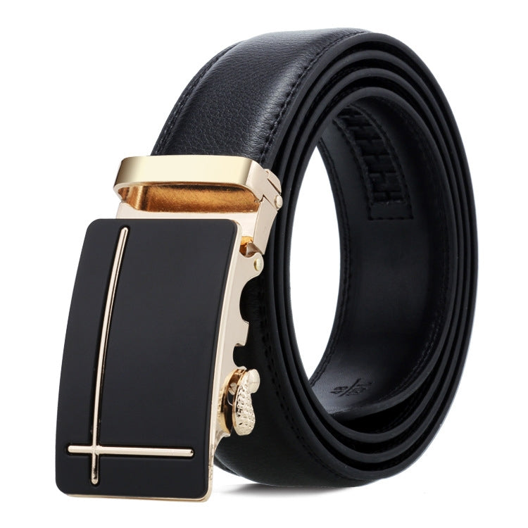 Dandali Casual Men Automatic Buckle Belt Business Soft Leather Pants Band, 120cm, 125cm