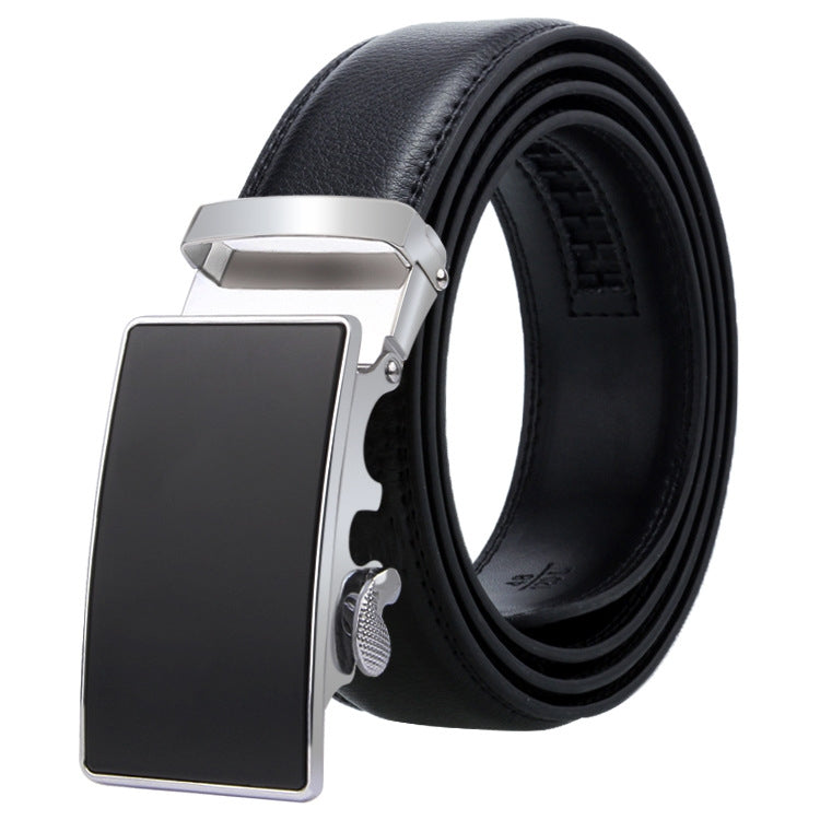 Dandali Casual Men Automatic Buckle Belt Business Soft Leather Pants Band, 120cm, 125cm