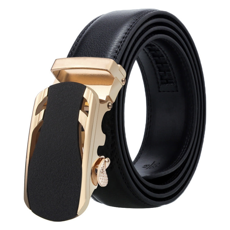 Dandali Casual Men Automatic Buckle Belt Business Soft Leather Pants Band, 120cm, 125cm