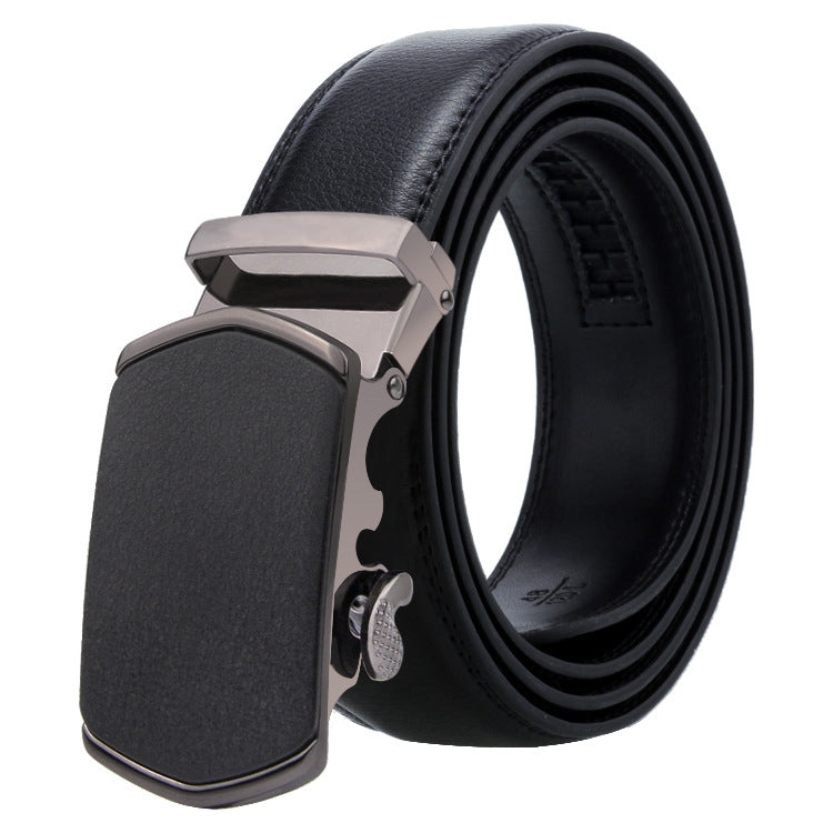 Dandali Casual Men Automatic Buckle Belt Business Soft Leather Pants Band, 120cm, 125cm