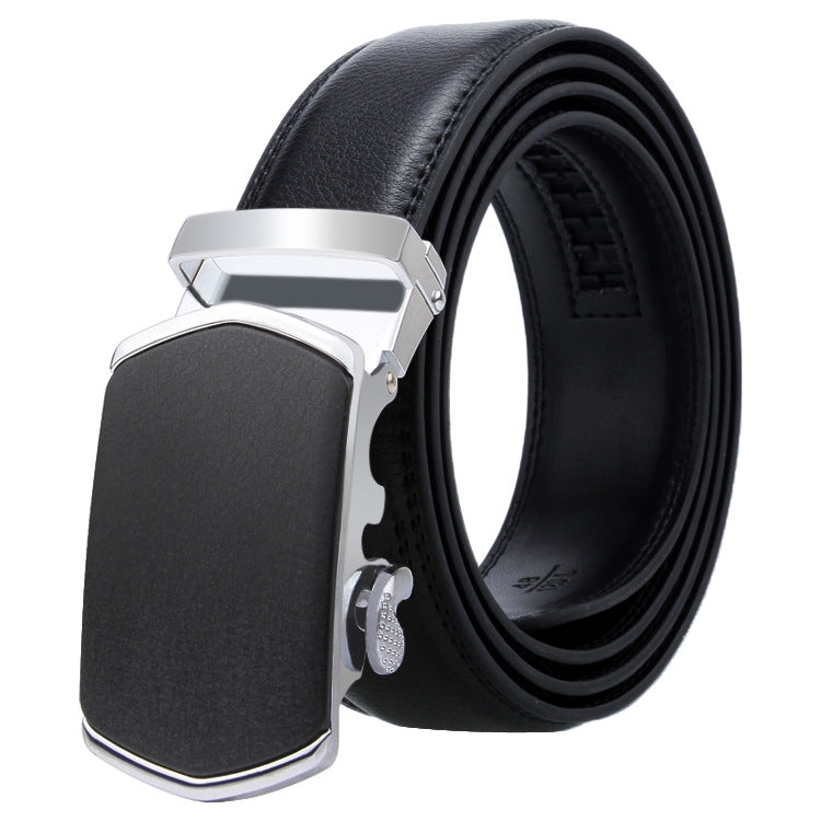 Dandali Casual Men Automatic Buckle Belt Business Soft Leather Pants Band, 120cm, 125cm