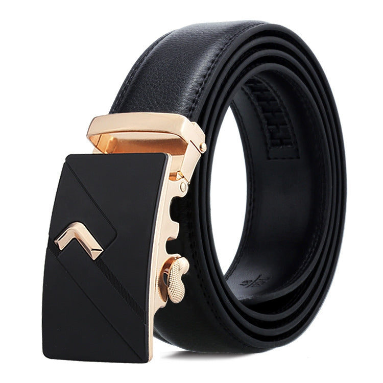 Dandali Casual Men Automatic Buckle Belt Business Soft Leather Pants Band, 120cm, 125cm