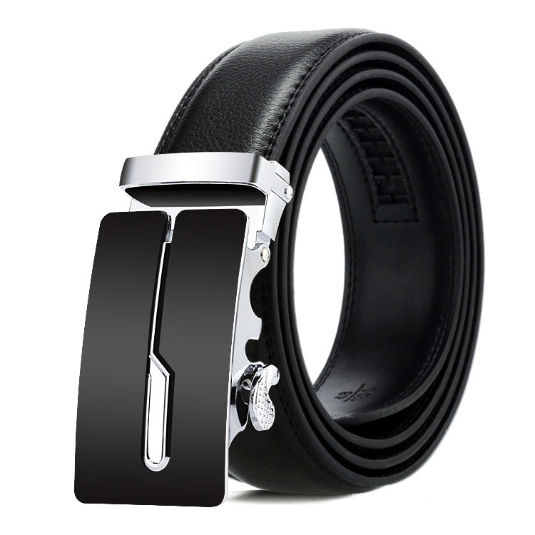 Dandali Casual Men Automatic Buckle Belt Business Soft Leather Pants Band, 120cm, 125cm