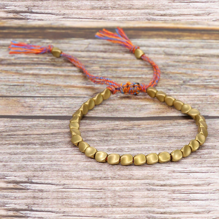 Hand Woven Irregular Copper Bead Bracelet Jewelry