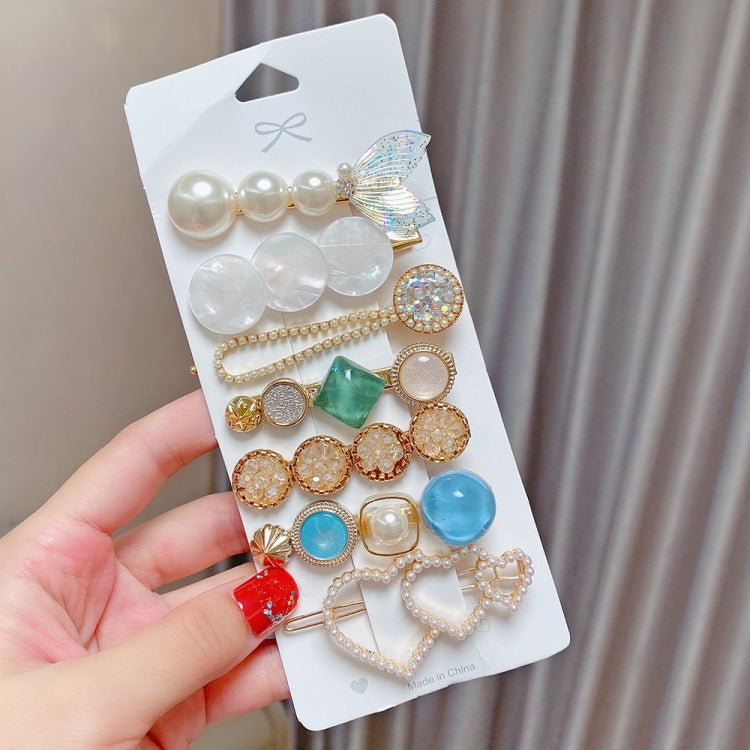 Alloy Colorful Hairpin Headgear Pearl Rhinestone Clip Set, 8PCS/Set Heavy Work, 8PCS/Set Cherry, 8PCS/Set Pink Cherry, 8PCS/Set Starfish, 7PCS/Set Mermaid, 4PCS/Set Light Blue, 6PCS/Set Pink, 6PCS/Set Purple, 6PCS/Set Fresh Green, 8PCS/Set Blue        ...