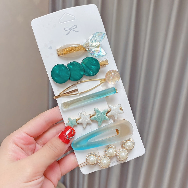Alloy Colorful Hairpin Headgear Pearl Rhinestone Clip Set, 8PCS/Set Heavy Work, 8PCS/Set Cherry, 8PCS/Set Pink Cherry, 8PCS/Set Starfish, 7PCS/Set Mermaid, 4PCS/Set Light Blue, 6PCS/Set Pink, 6PCS/Set Purple, 6PCS/Set Fresh Green, 8PCS/Set Blue        ...