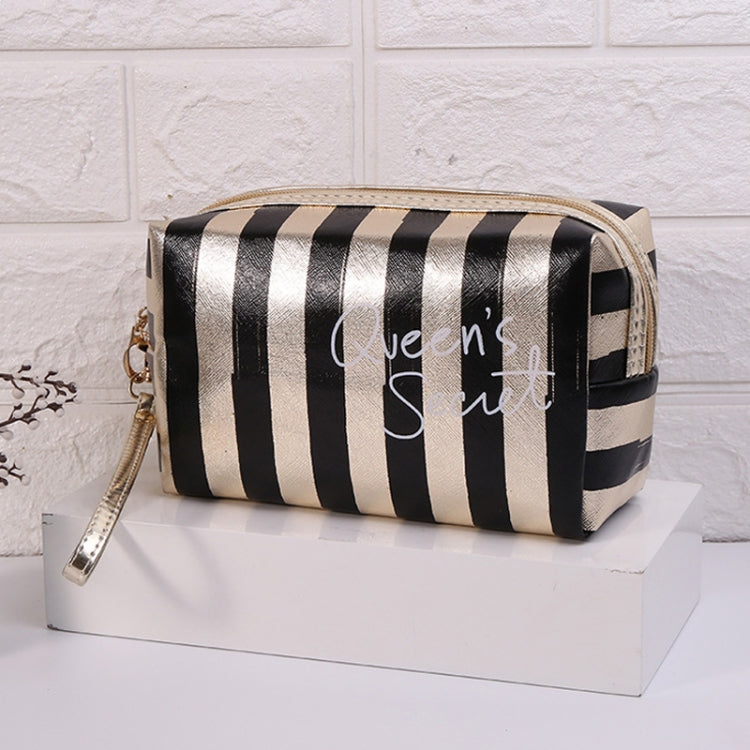 Multifunctional Striped PU Waterproof Cosmetic Toiletry Bag