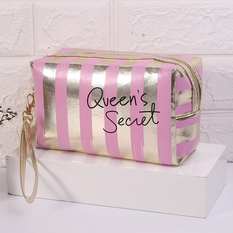 Multifunctional Striped PU Waterproof Cosmetic Toiletry Bag
