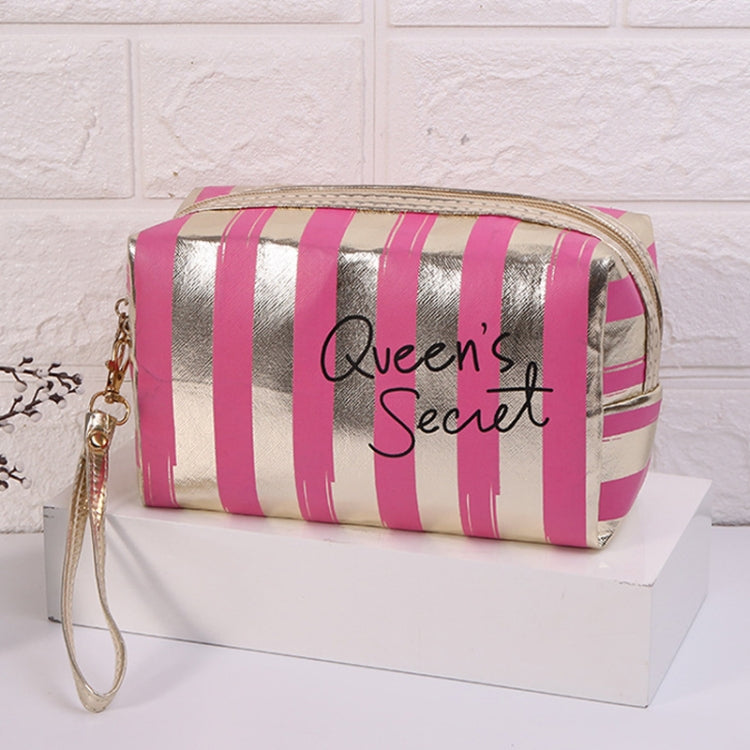 Multifunctional Striped PU Waterproof Cosmetic Toiletry Bag
