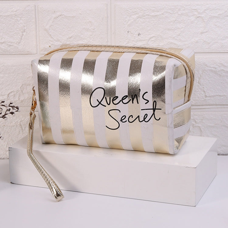Multifunctional Striped PU Waterproof Cosmetic Toiletry Bag