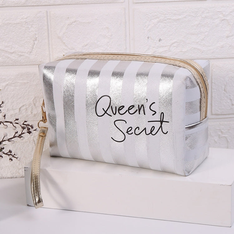 Multifunctional Striped PU Waterproof Cosmetic Toiletry Bag