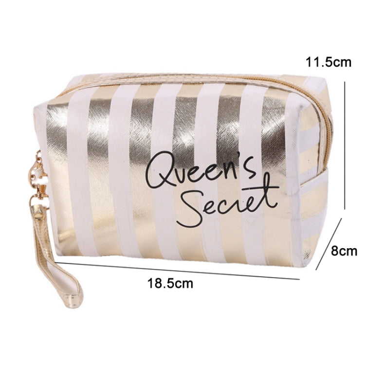 Multifunctional Striped PU Waterproof Cosmetic Toiletry Bag