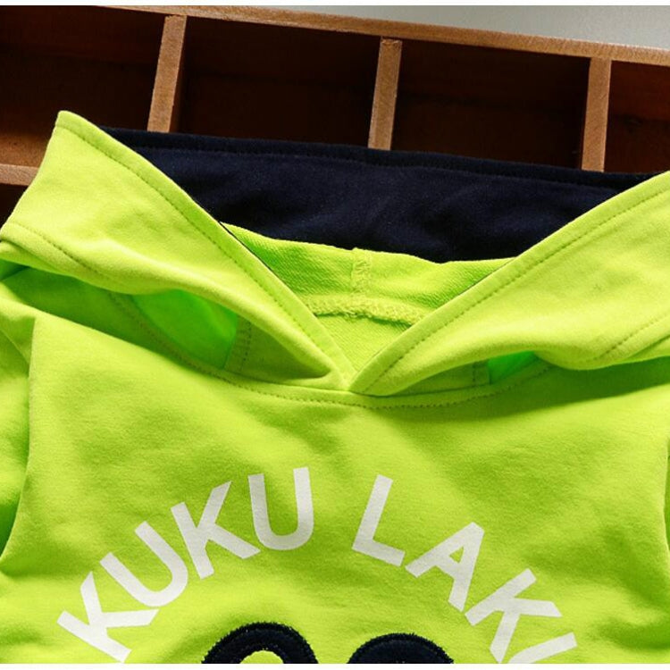 Spring Casual Children Letter Hooded Sweater Set