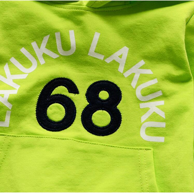 Spring Casual Children Letter Hooded Sweater Set