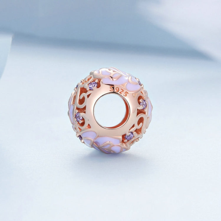 BSC644 S925 Silver Purple Rose Beads Electroplating Hollow DIY Bead Accessories