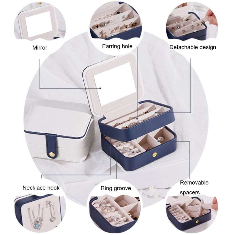 SH688-58 Square Double-Layer PU Earring Storage Jewelry Box