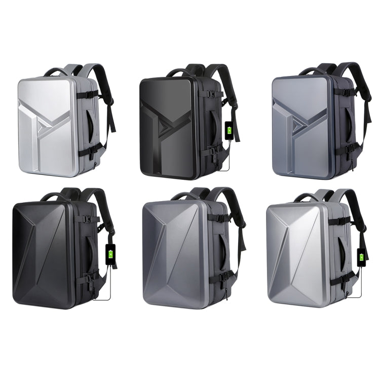Large-capacity Waterproof Expandable Hard Shell Backpack with USB Charging Hole