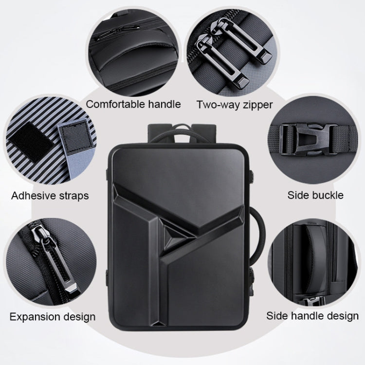 Large-capacity Waterproof Expandable Hard Shell Backpack with USB Charging Hole