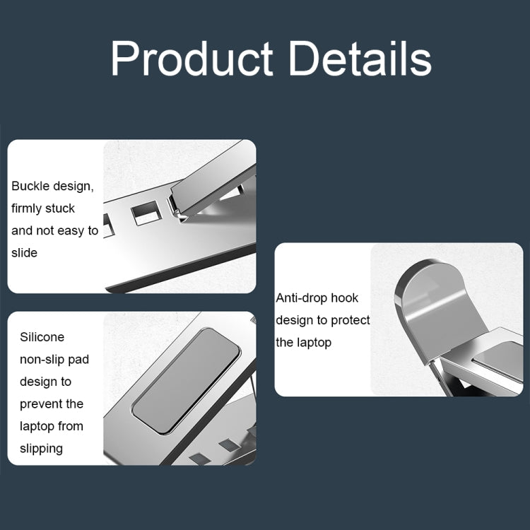 N8 Double-layer Foldable Lifting Aluminum Alloy Laptop Heat Dissipation Stand, N8 (Oxidized Silver), N8 (Silver), N8 (Gray)