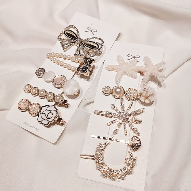 Star Sea Pearl Rhinestone Hair Clip Teenage Girls Headdress