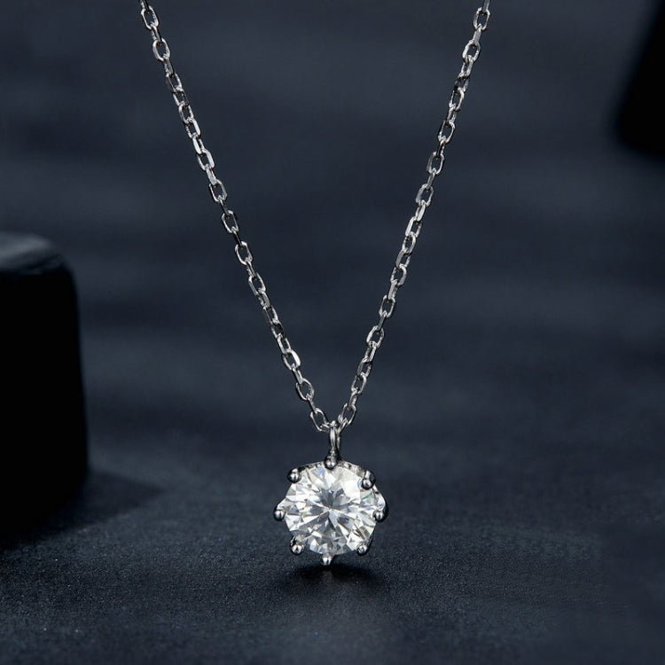 S925 Sterling Silver Sparkling O Chain Necklace Moissanite Pendant