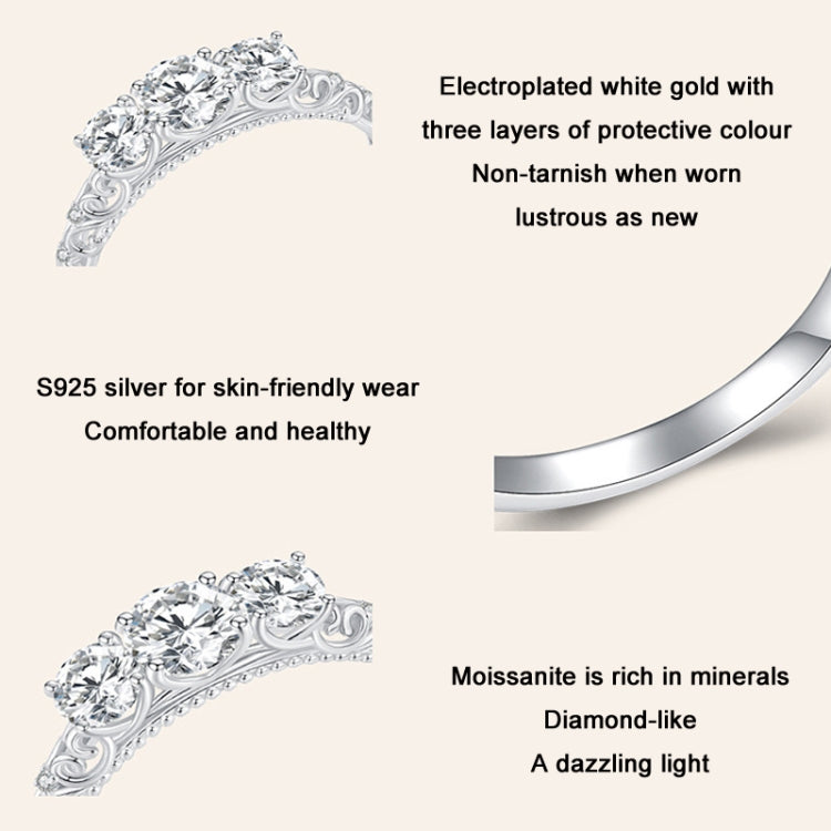 MSR009 Sterling Silver S925 Lace White Gold Plated Moissanite Ring