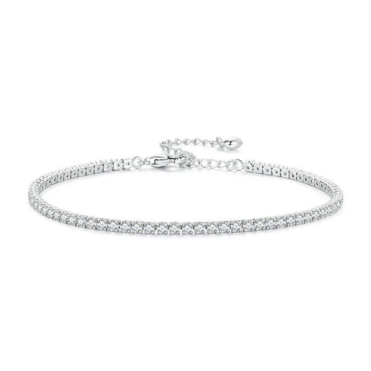 S925 Sterling Silver White Gold Plated Pop Zirconia Bracelet