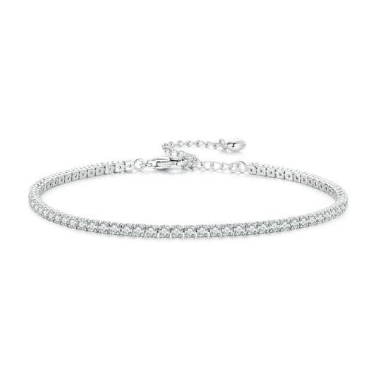 S925 Sterling Silver White Gold Plated Pop Zirconia Bracelet