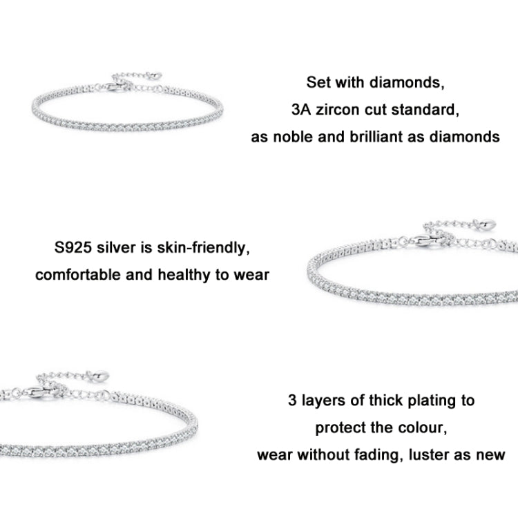 S925 Sterling Silver White Gold Plated Pop Zirconia Bracelet