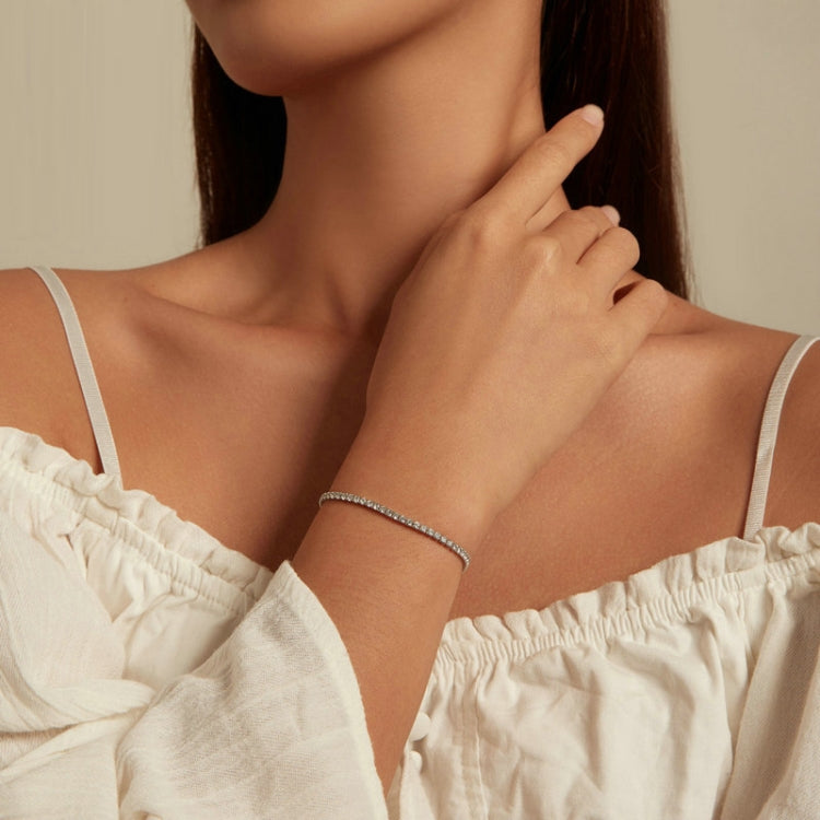 S925 Sterling Silver White Gold Plated Pop Zirconia Bracelet