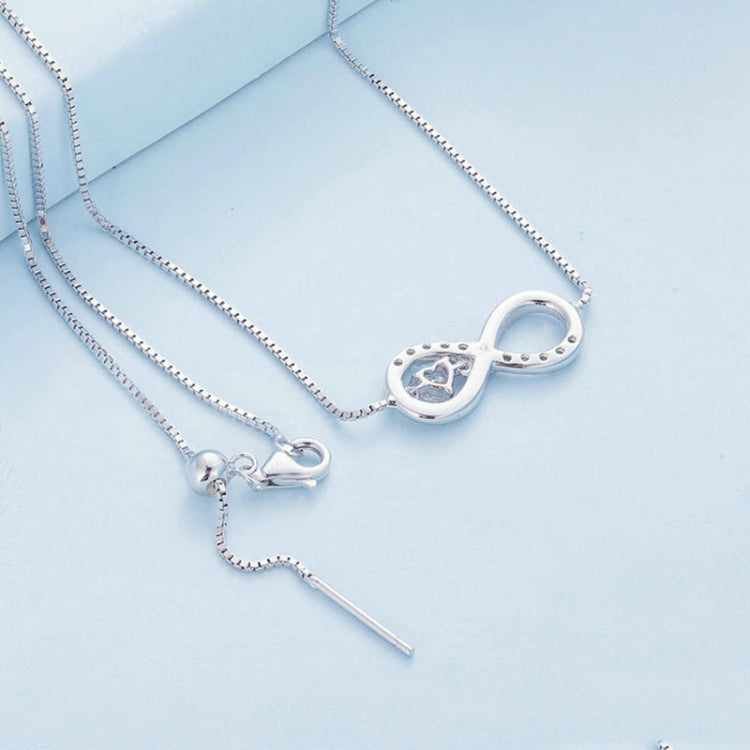 Sterling Silver S925 Zirconia Infinity Heart Endless Symbol Necklace