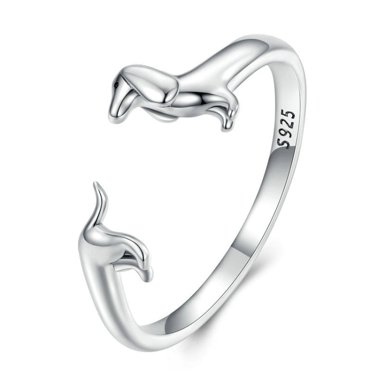 Sterling Silver S925 Dachshund Cute Open Ring