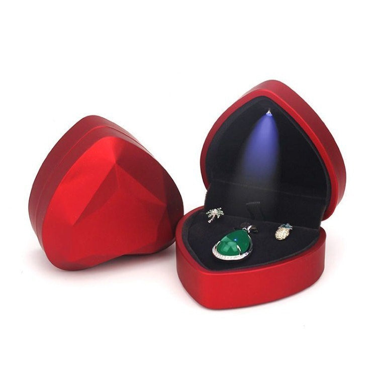 017015-20 Heart-shaped LED Light Ring Necklace Storage Box without Jewelry, Spec: