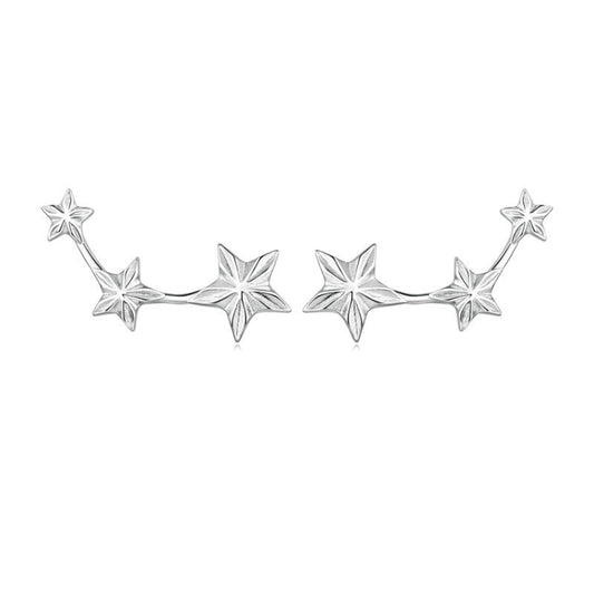 Sterling Silver S925 White Gold Plated Star Earrings