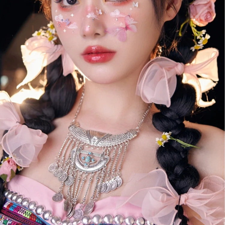 Exaggerated Necklace Tassel Vintage Female Alloy Plated Collarbone Chain