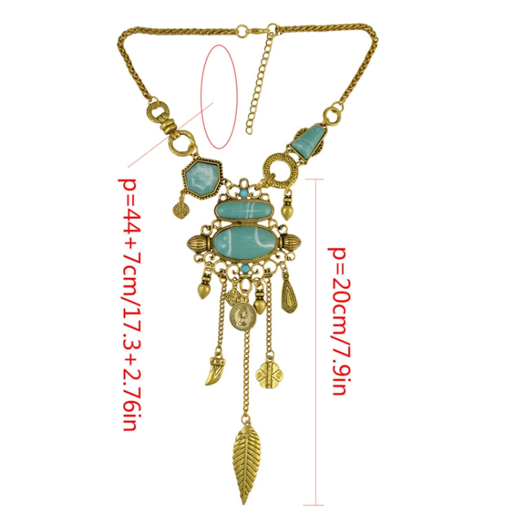 Exaggerated Openwork Pattern With Turquoise Alloy Stones Necklace