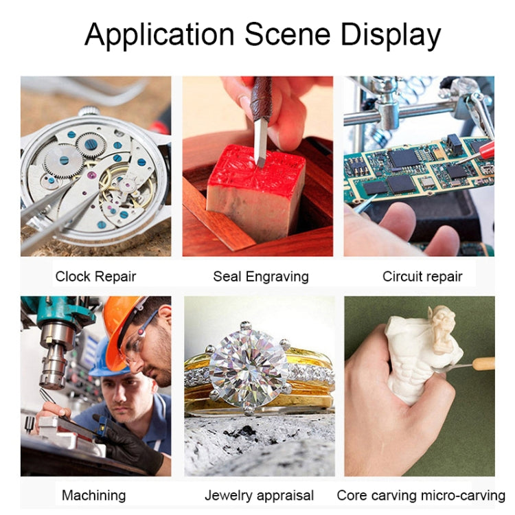 16129-C 2.5X/7.5X/10X LED Lighting Auxiliary Bracket Maintenance Magnifier