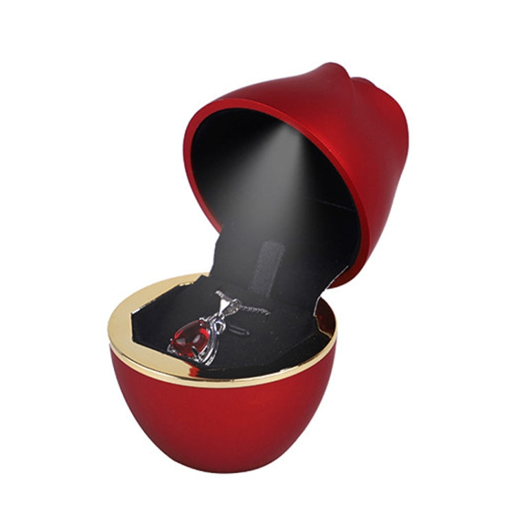 017257 Rose Shape LED Spotlight Ring Necklace Storage Box without Jewelry, Spec:
