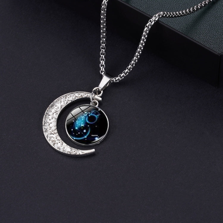 Luminous Zodiac Moon Titanium Steel Necklace Personalized Moon Pendant