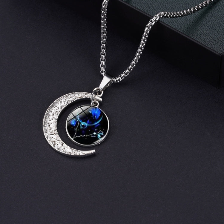 Luminous Zodiac Moon Titanium Steel Necklace Personalized Moon Pendant