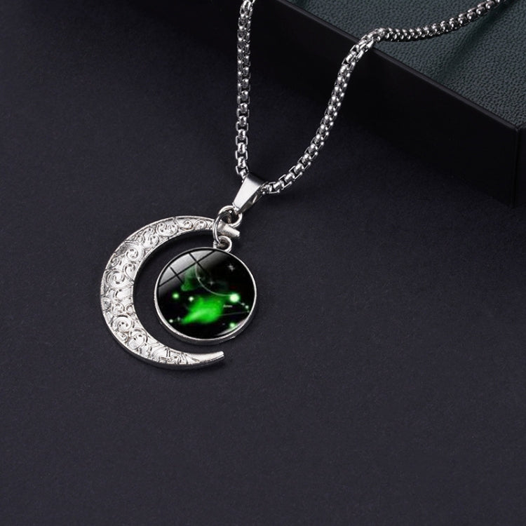 Luminous Zodiac Moon Titanium Steel Necklace Personalized Moon Pendant