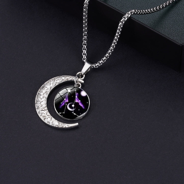 Luminous Zodiac Moon Titanium Steel Necklace Personalized Moon Pendant