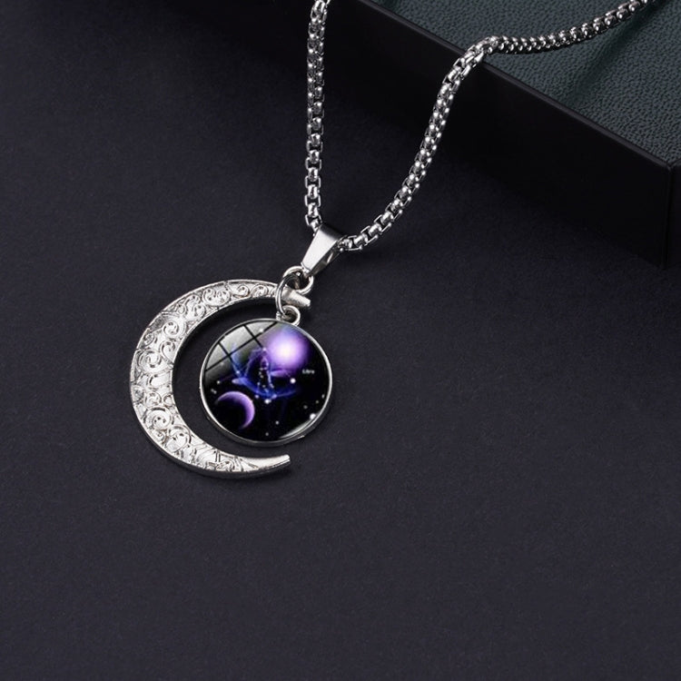 Luminous Zodiac Moon Titanium Steel Necklace Personalized Moon Pendant